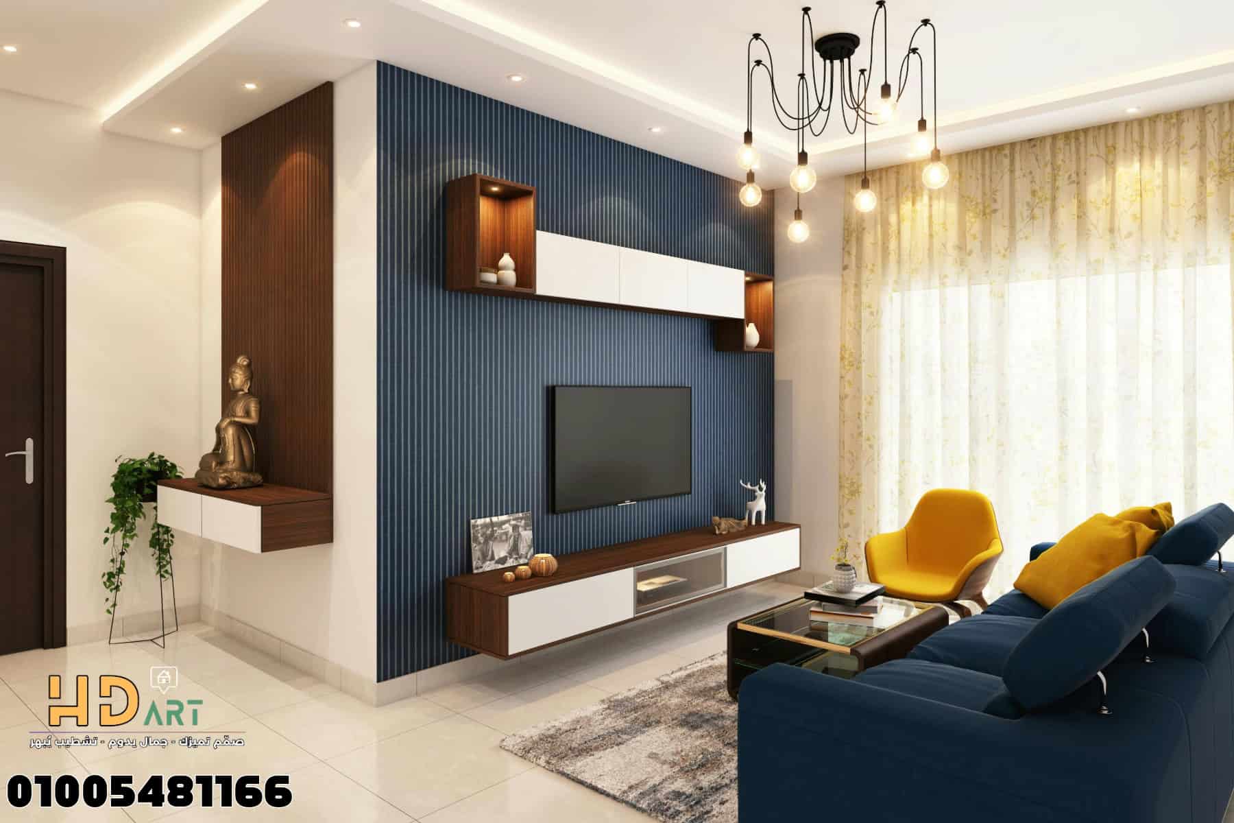 تشطيب فيلا من الداخل بتصميم مودرن أنيق لغرفة معيشة عصرية